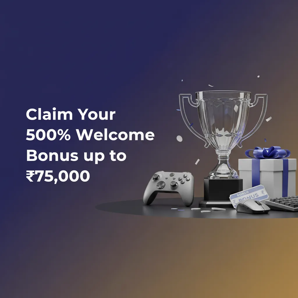 Promo banner: Claim 500% welcome bonus up to ₹75,000 for Dota 2 betting in India; opt in, deposit, get bonus. Check terms.