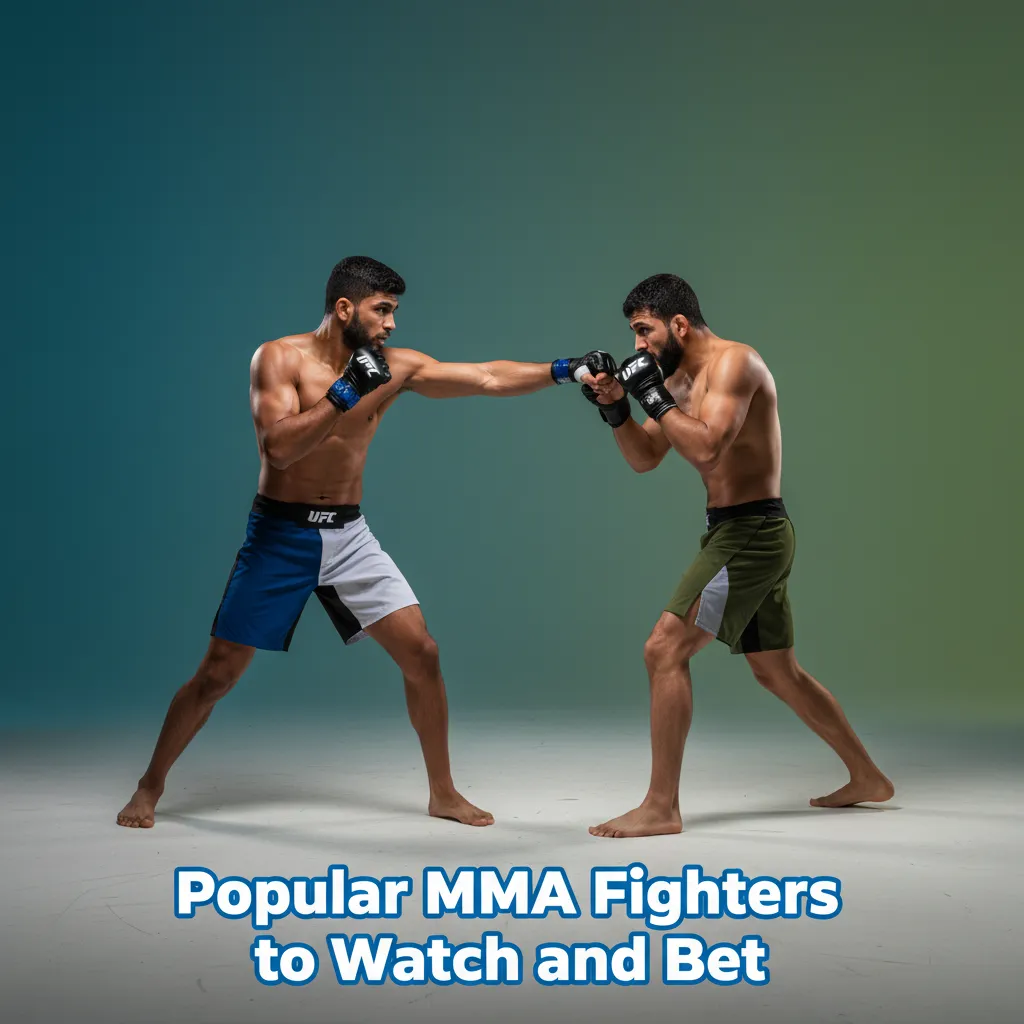 Graphic highlighting top MMA fighters to watch and bet: Makhachev, Volkanovski, Edwards, O’Malley, Zhang, Pereira, Topuria.