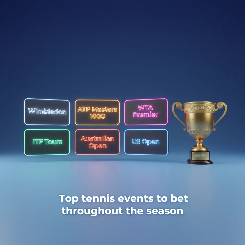 Top tennis betting events: Australian Open, Roland-Garros, Wimbledon, US Open, ATP/WTA tours; live and pre-match odds.