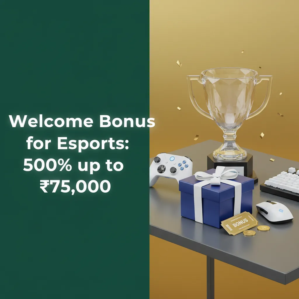 Esports welcome bonus 500% up to ₹75,000. Register, deposit INR, activate bonus, meet wagering terms.