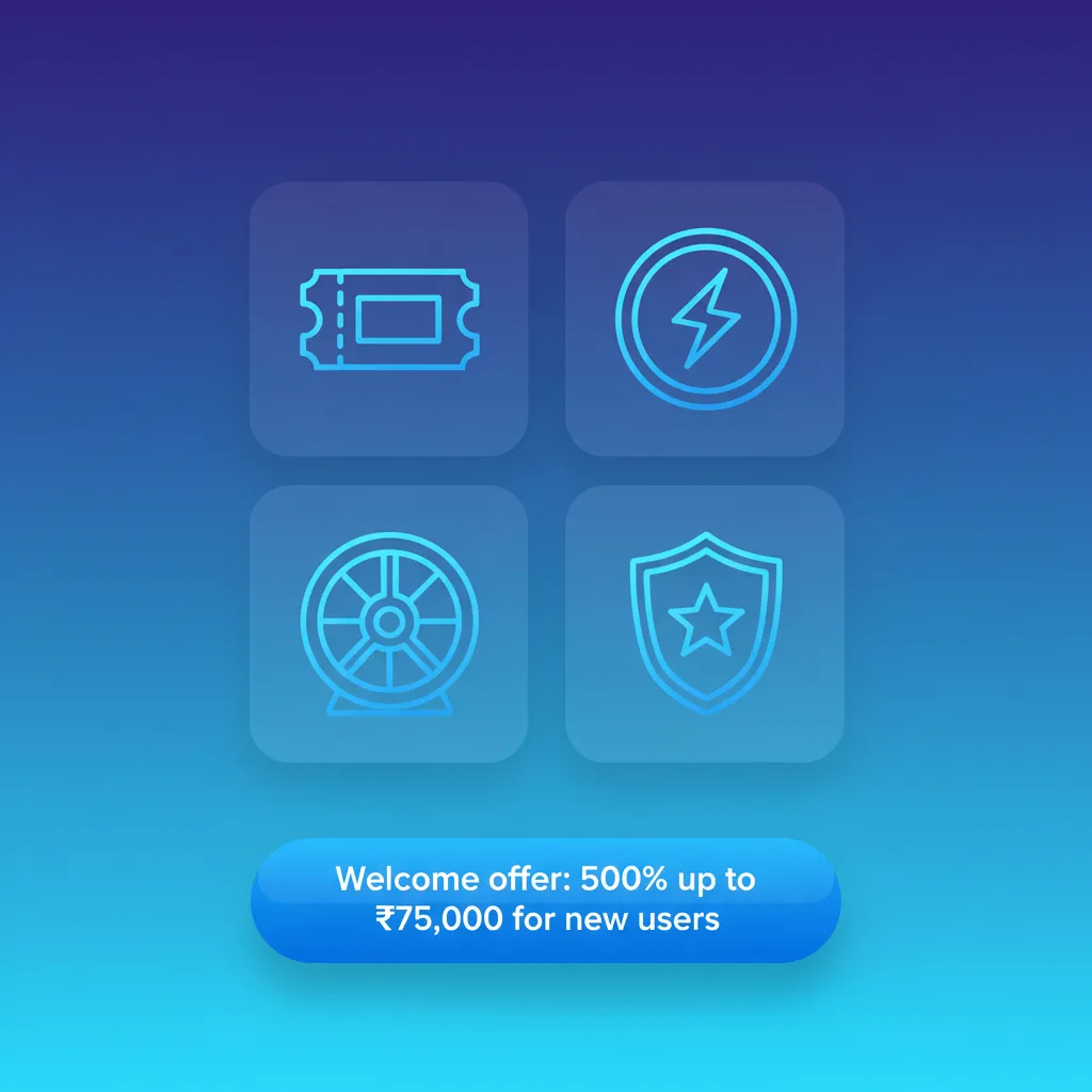 Welcome offer for new users in India: 500% up to ₹75,000. Casino & sports bonuses. Min deposit ₹300. Read rules.