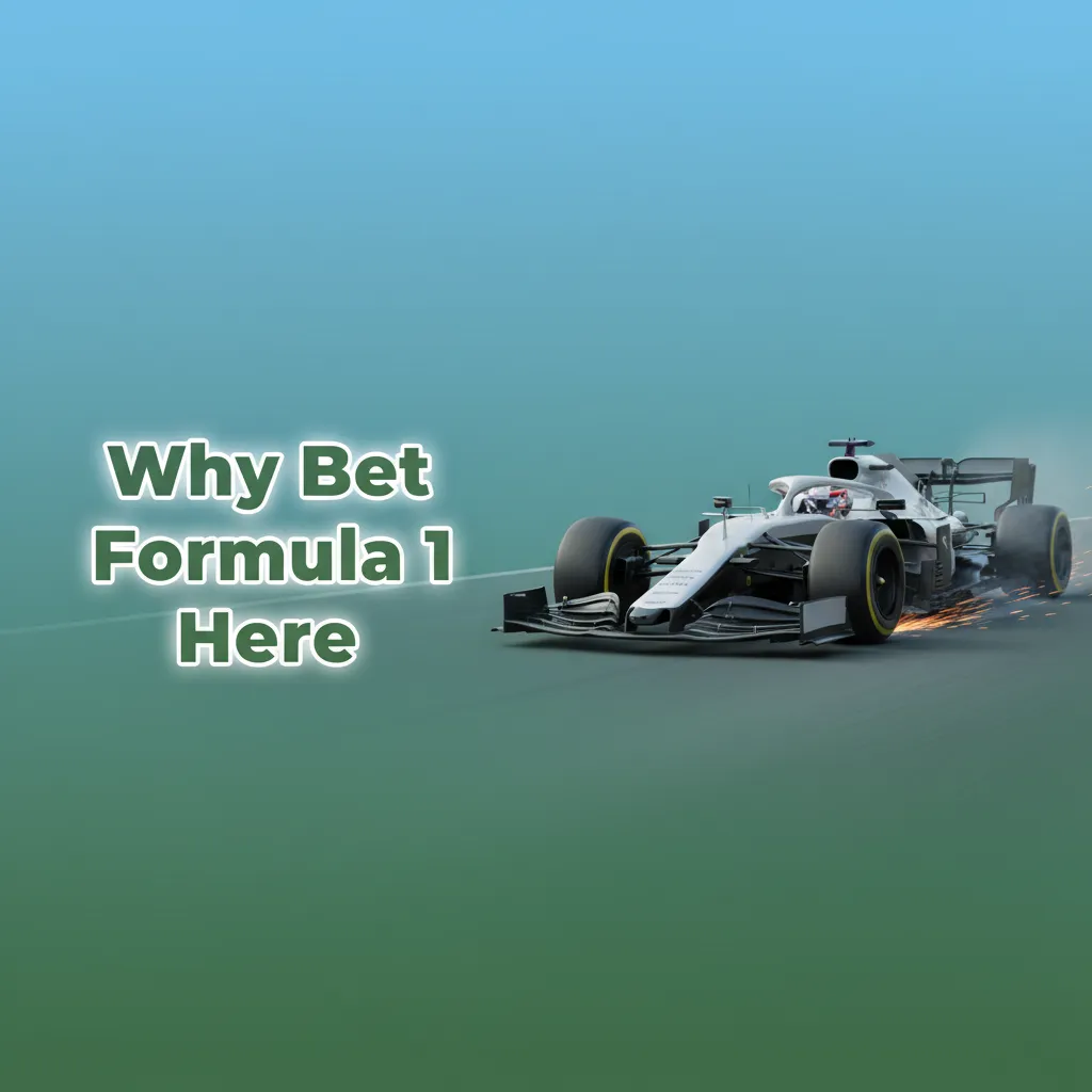 Why Bet Formula 1 Here graphic listing wide markets, live odds, UPI payments, multi-bets, data-led settlement, Cash Out