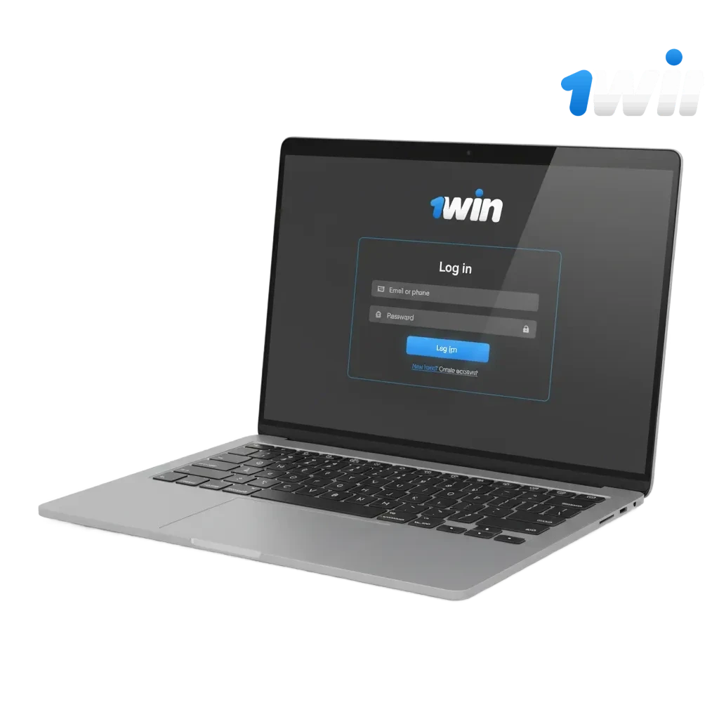 1win India login screen on app and website: email/phone and password, secure sign-in with 2FA after KYC