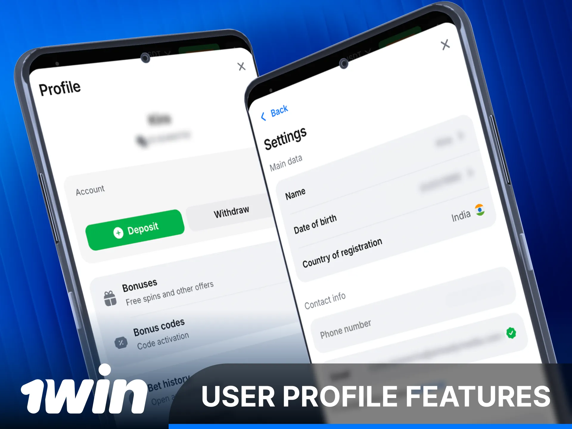 Personalize your experience with User Profile features in the 1win Android App.