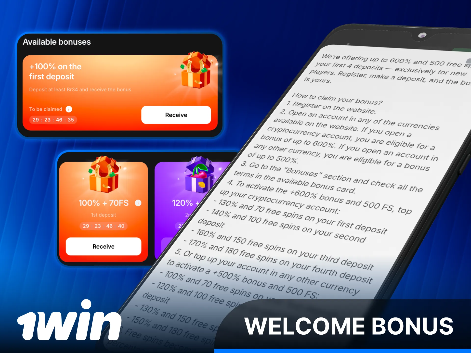 Grab a generous Welcome Bonus in the 1win Android App now.