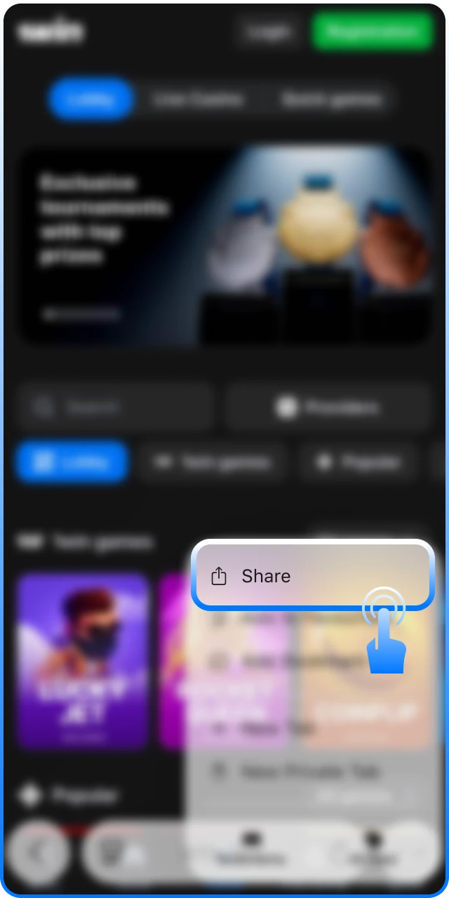 Open your browser settings to start the 1Win App installation.