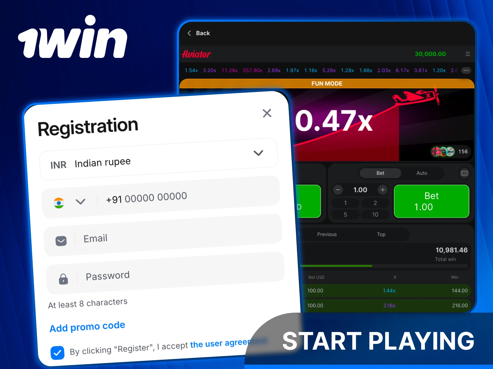 Learn how to start playing the Aviator game at 1win India.