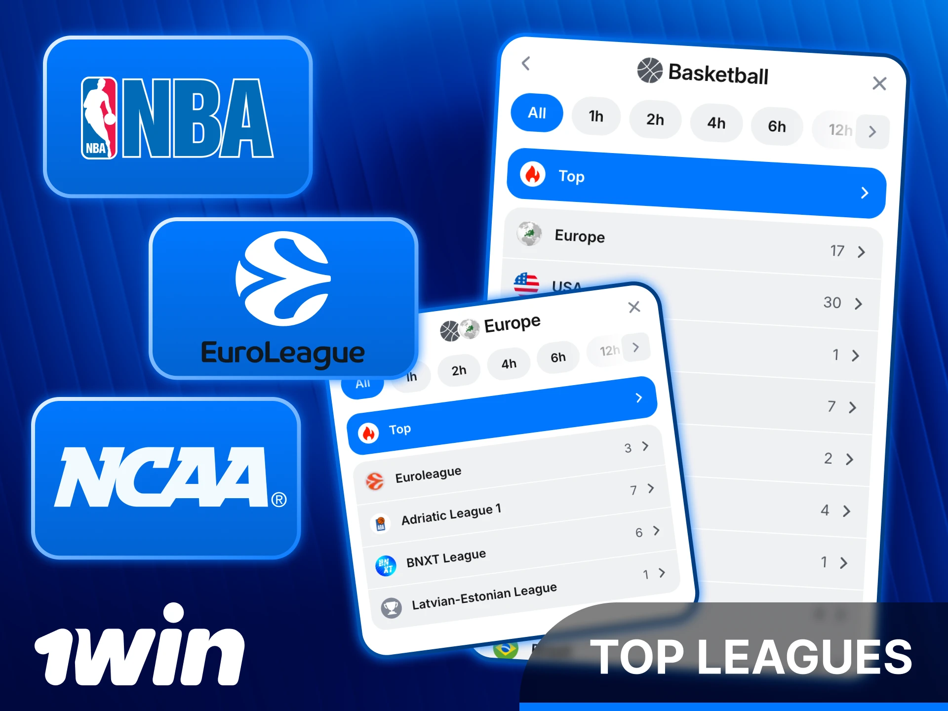 Bet on the top basketball leagues available at 1win India.