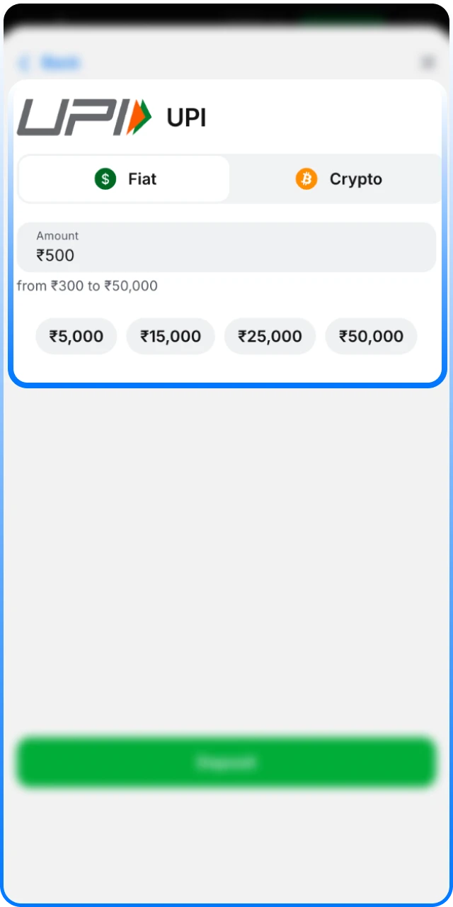 Enter the deposit amount and your 1win Bonus payment details.