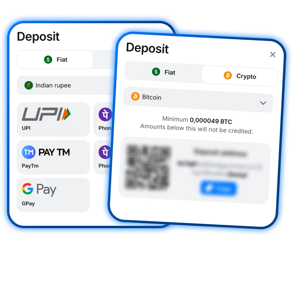 Deposit your money in INR using local payment options at 1win.