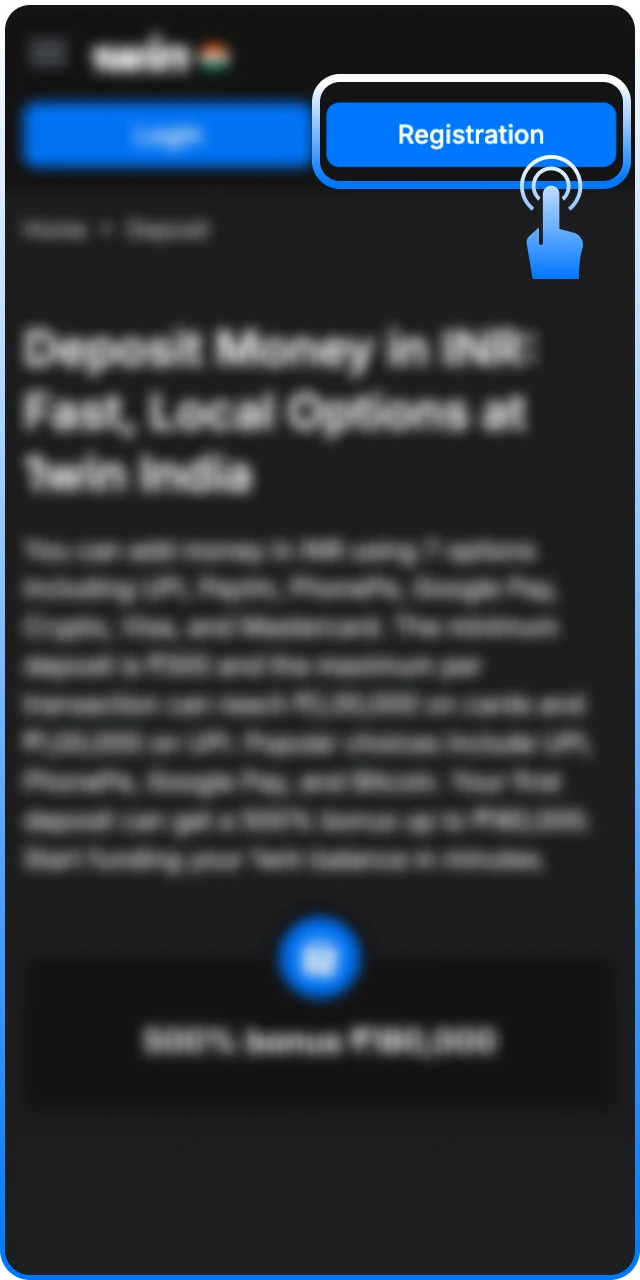 Open the 1win Deposit page to start your transaction.