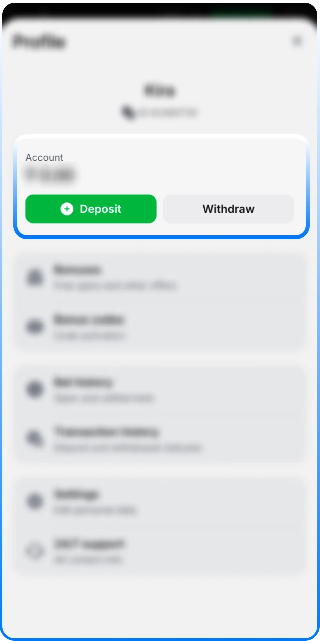 Return and verify the 1win Deposit credit in your account.