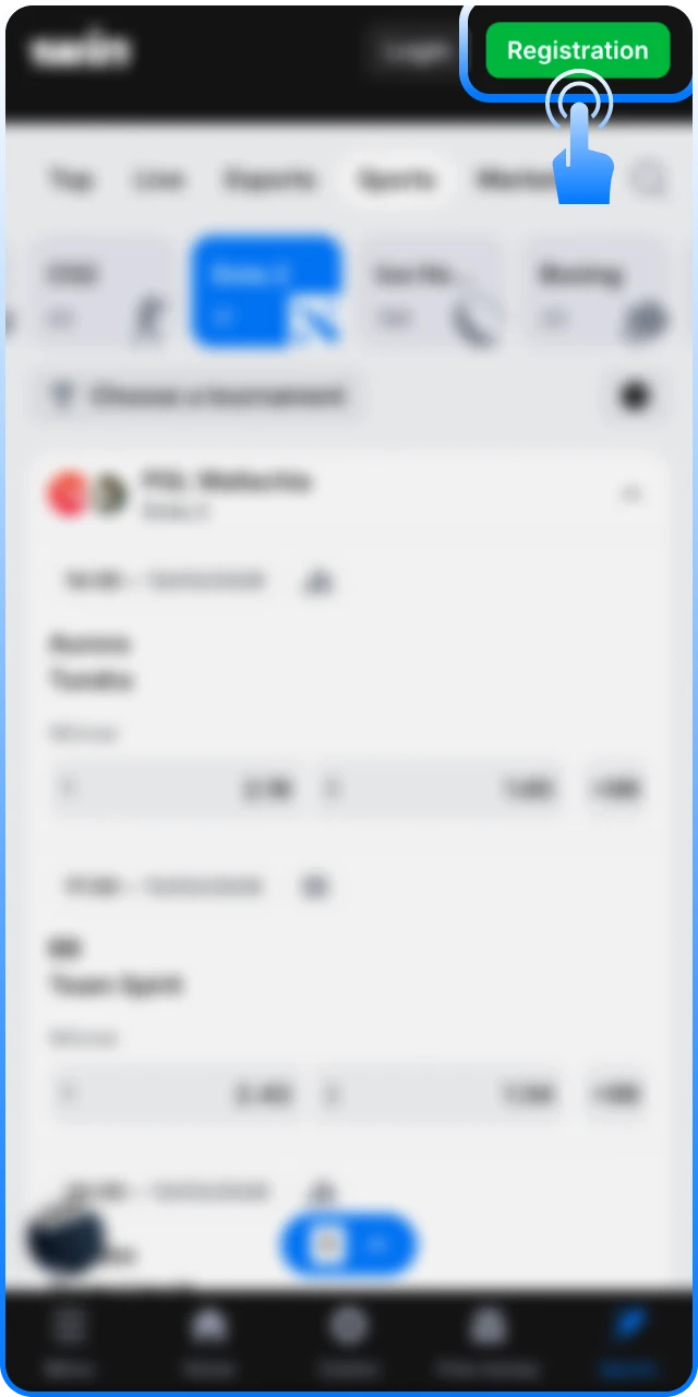 Sign up and verify your 1win Dota 2 profile to start.