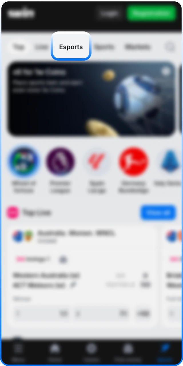 Choose your favorite Esports discipline on the 1win official platform.