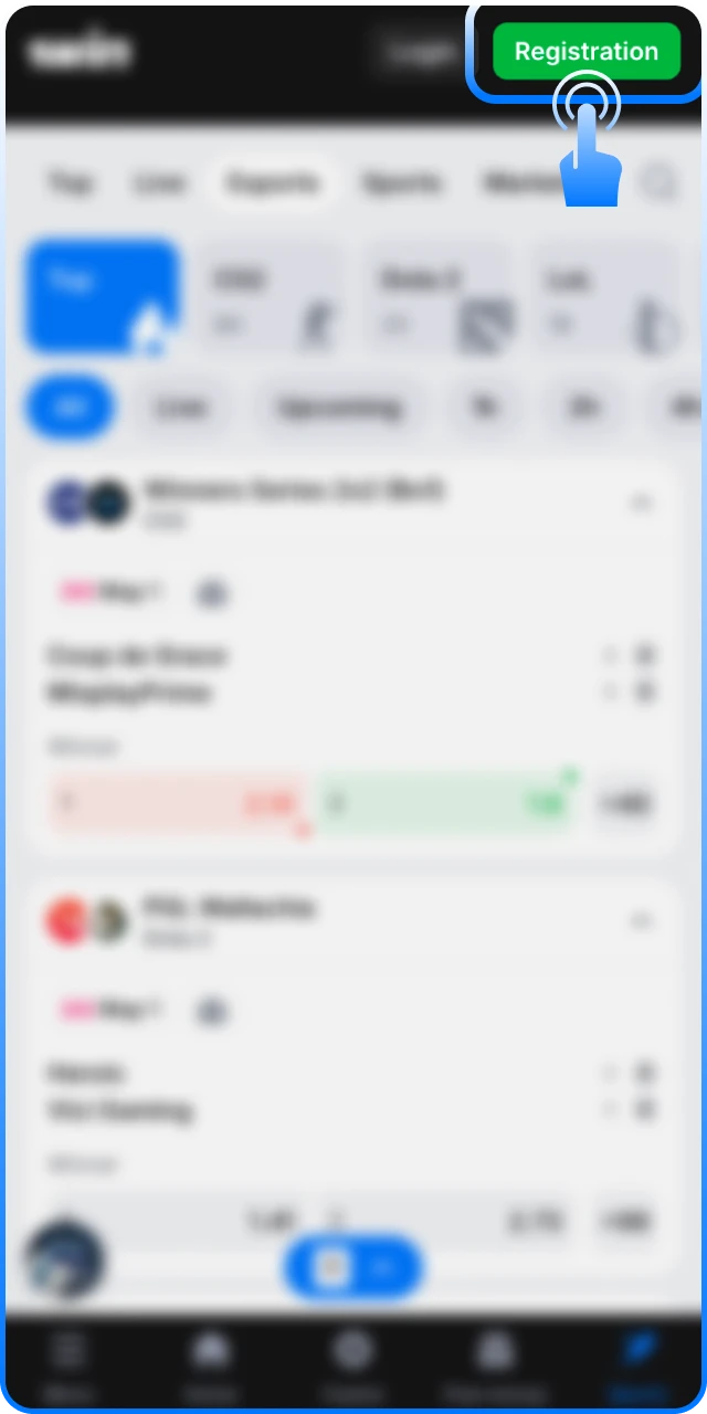 Sign up at 1win to start your Esports betting career.