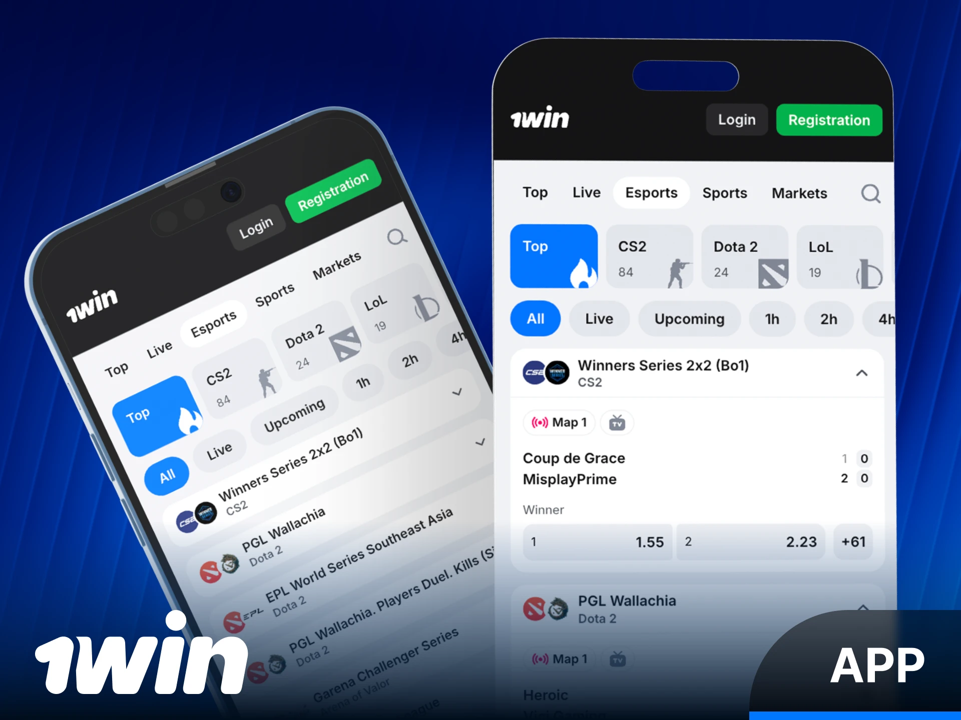 Learn how to use the 1win App for Esports betting.
