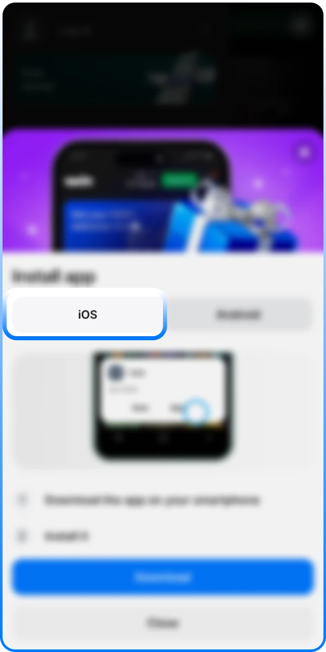 Choose your mobile OS for the 1win App Formula 1.