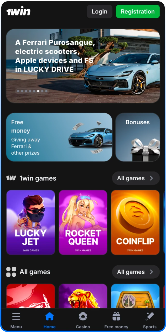 Open the official 1win App site on your mobile device.