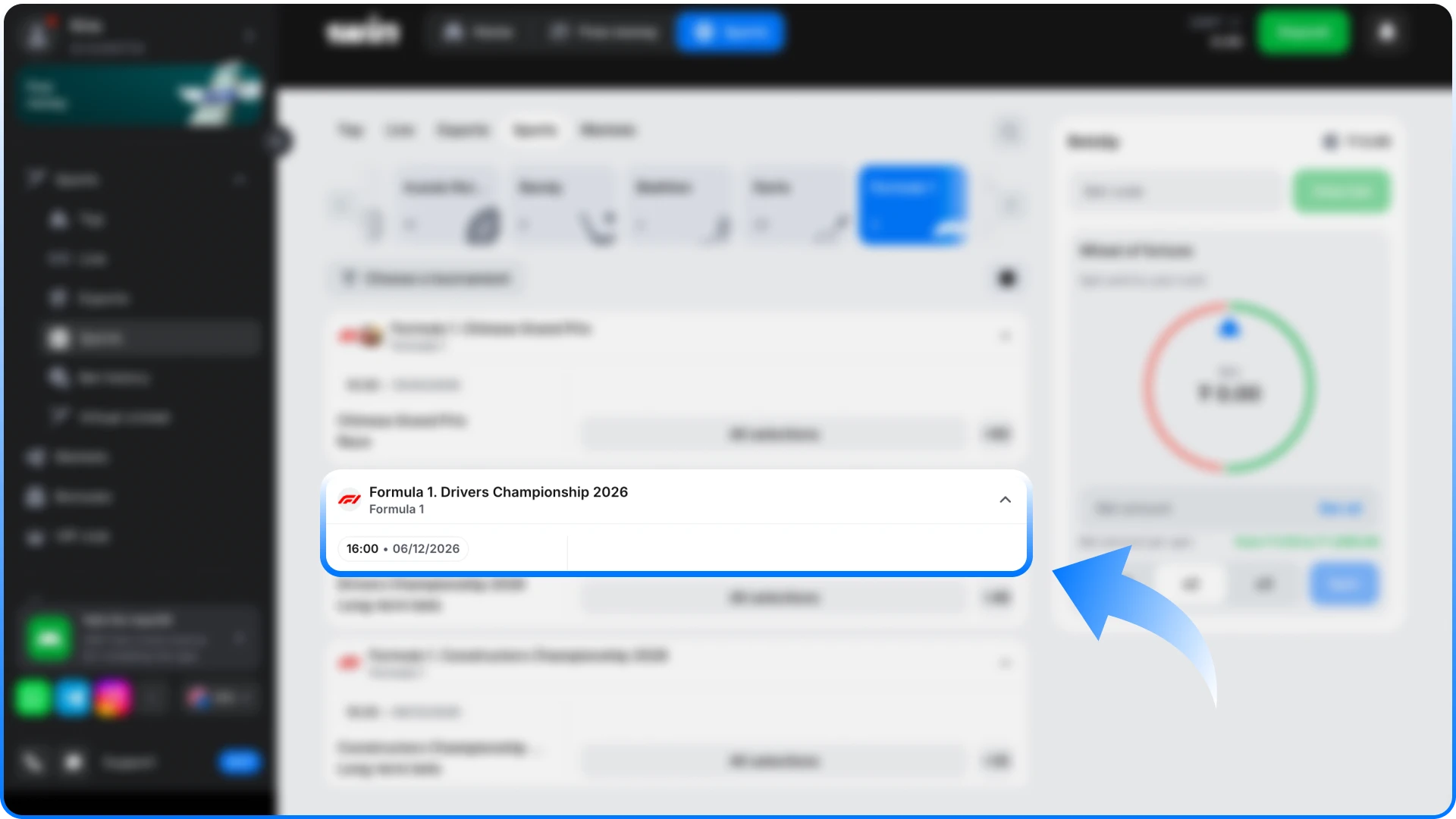 Pick a specific Formula 1 event to bet on 1win.
