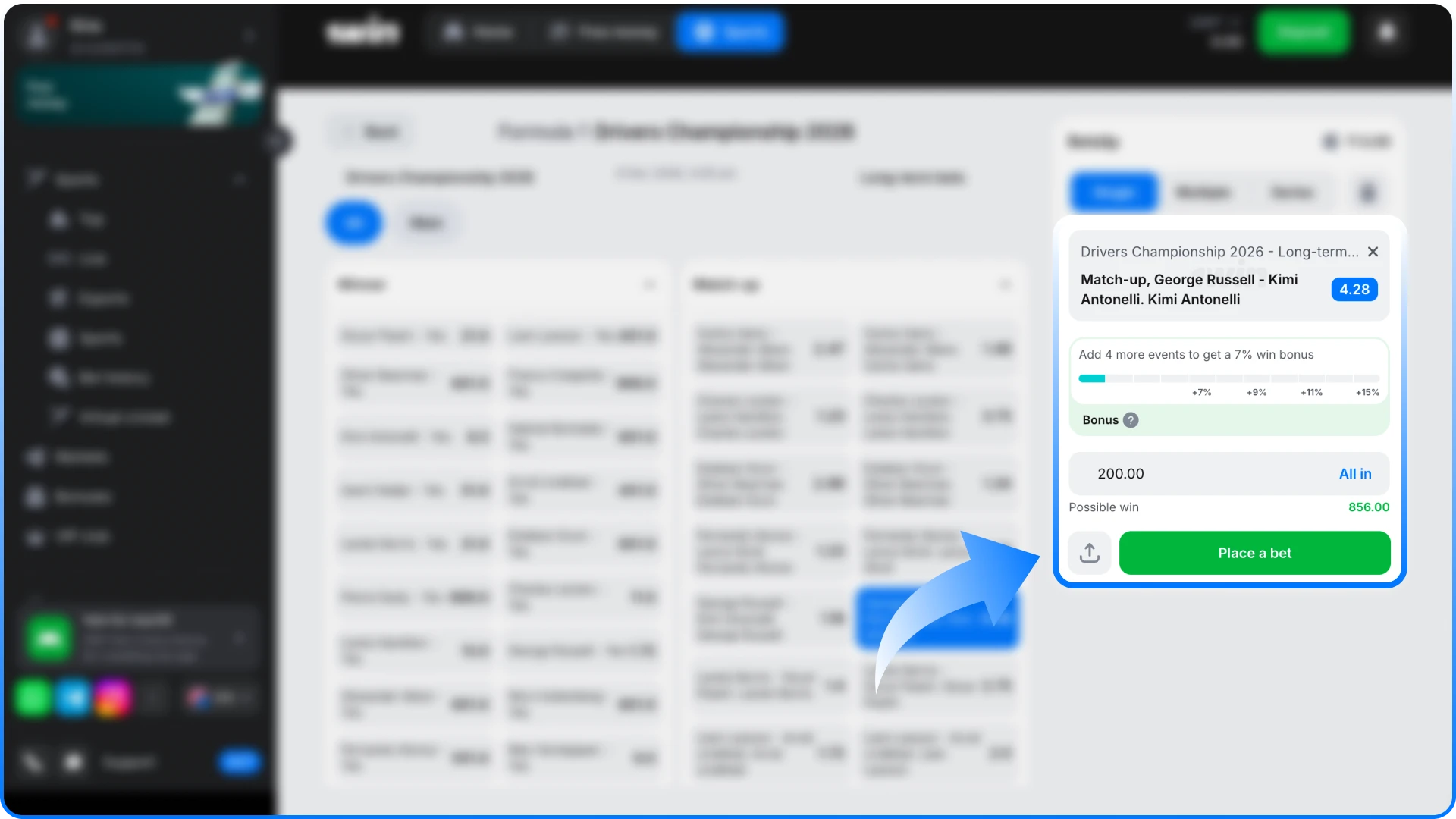 Place your first Formula 1 bet and win at 1win.