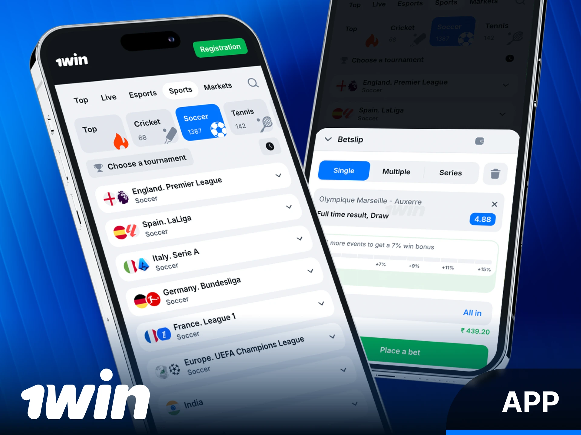 Download the 1win Football App for Android and iOS mobile devices.