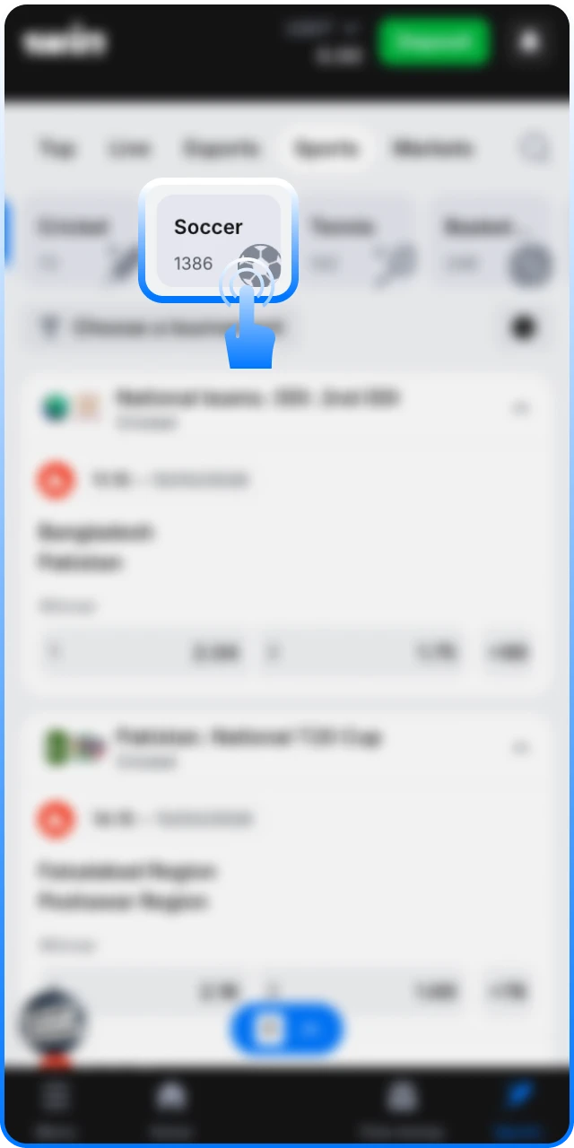 Choose a Football competition on the official 1win platform.