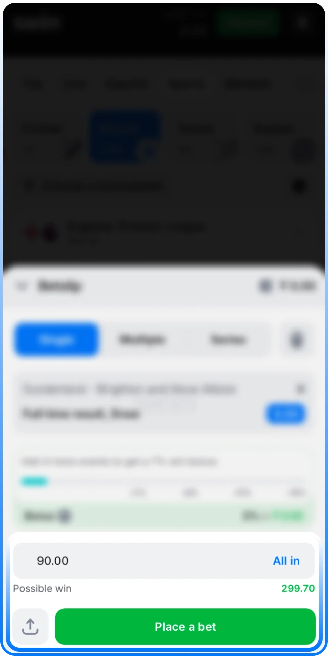 Place a pre-match Football bet on the 1win sportsbook.