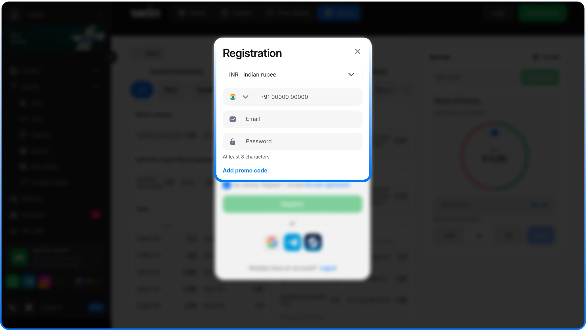 Create your account and verify basic details.