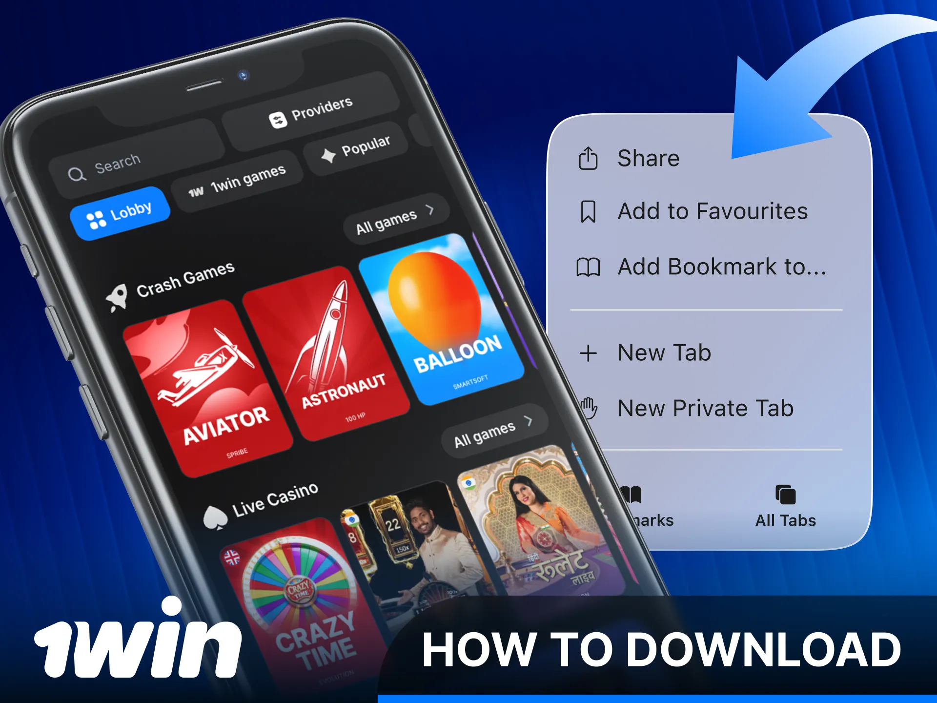 Follow the guide to download the 1Win App for iPhone.