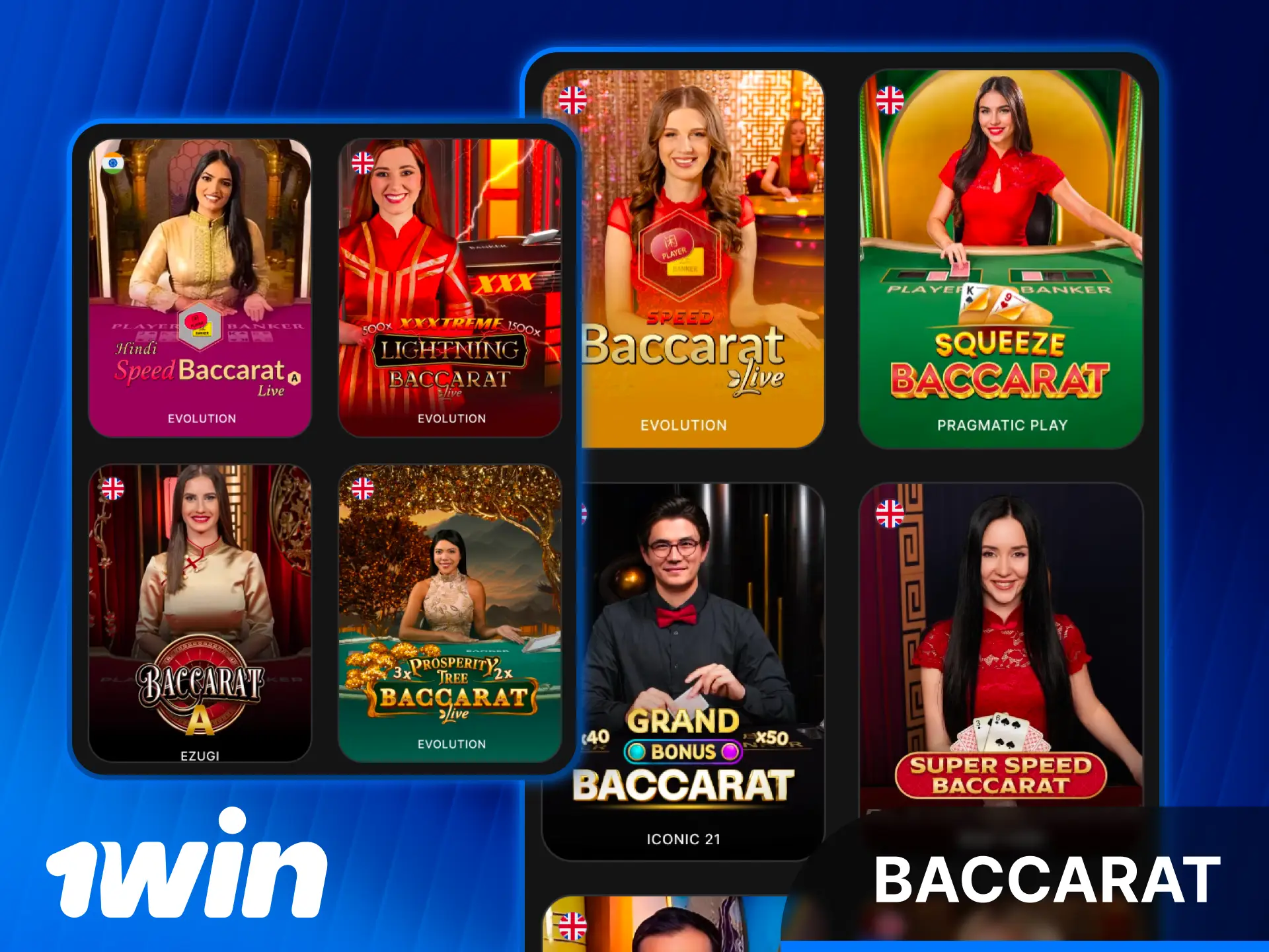 Try your luck at Live Casino Baccarat on 1win India.