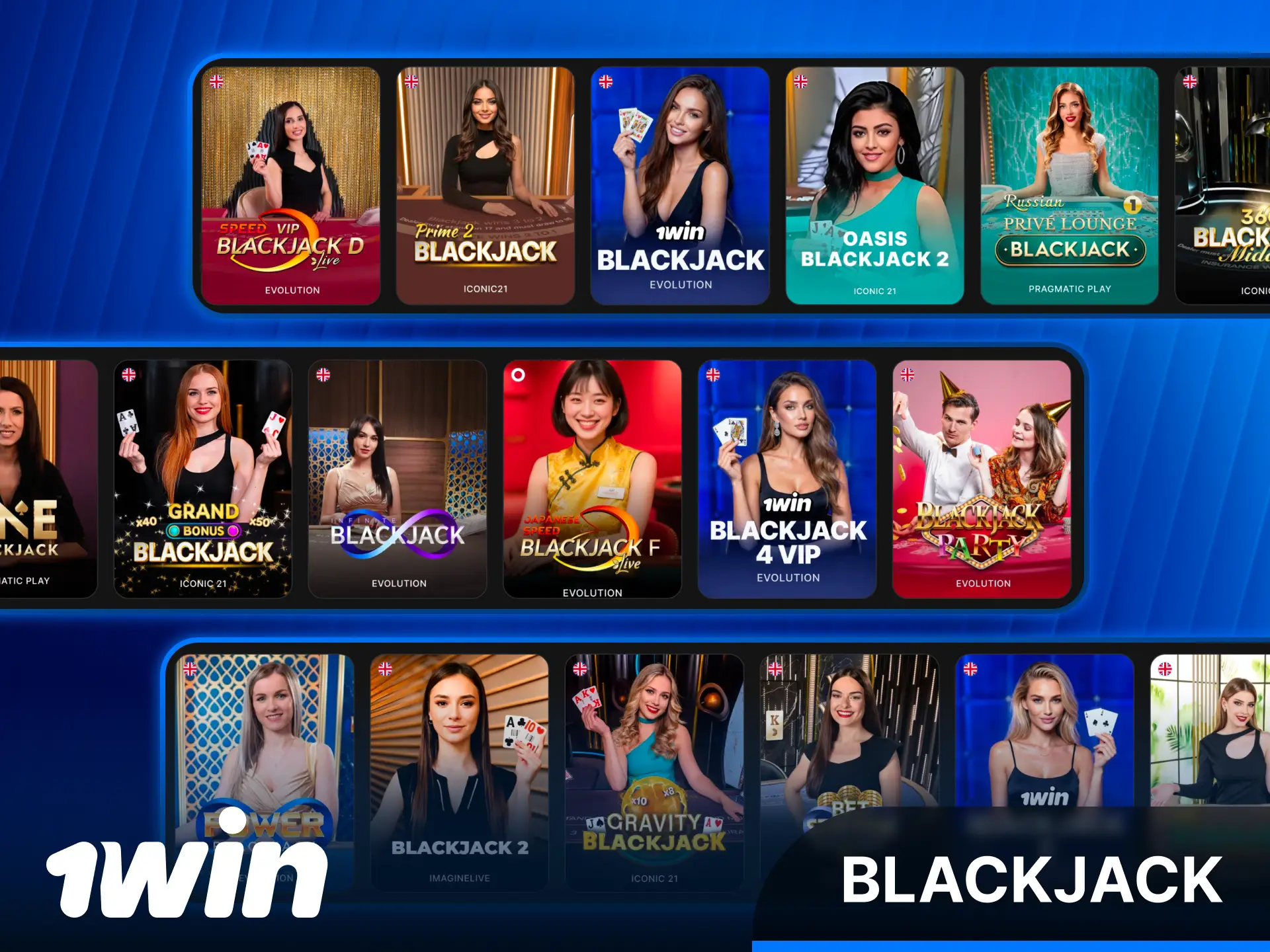 Challenge the dealer in Live Casino Blackjack at 1win.