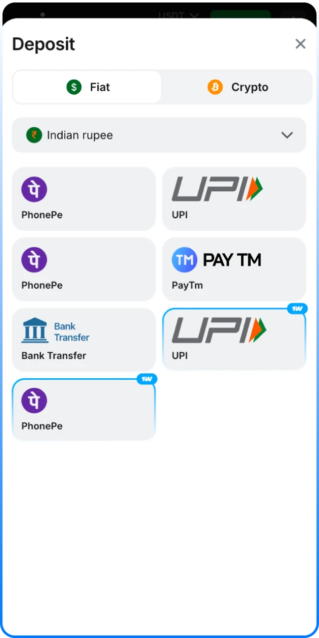 Deposit funds in INR to play 1win Live Casino games.