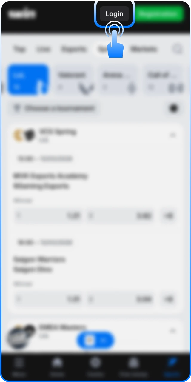 Verify and login to your 1win League of Legends profile.