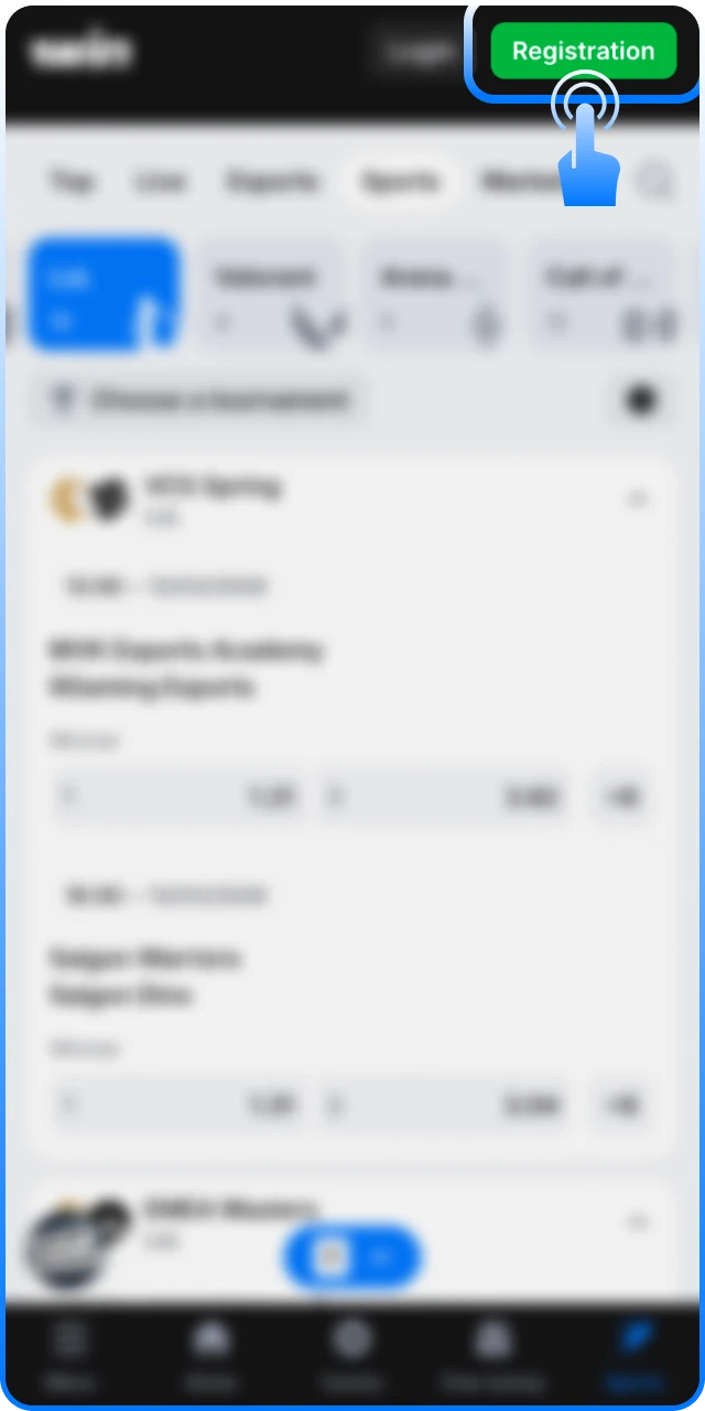 Sign up on this page to join 1win League of Legends.