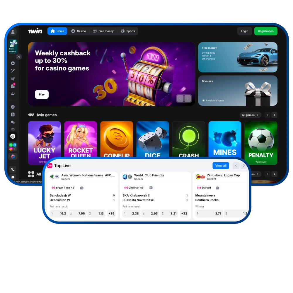 Start betting on sports and play casino games at official 1win India.