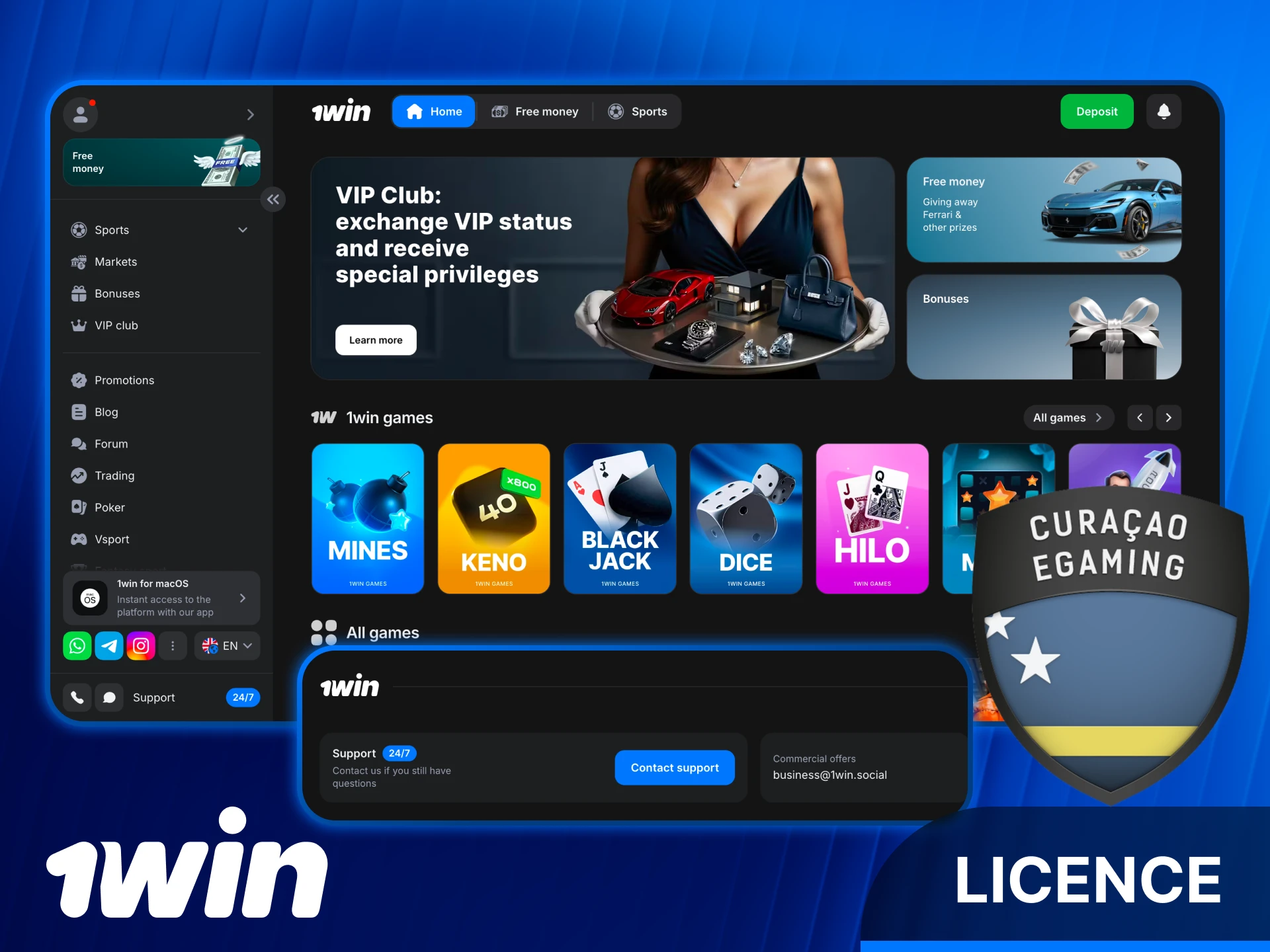 Verify the official 1win India betting licence and security.