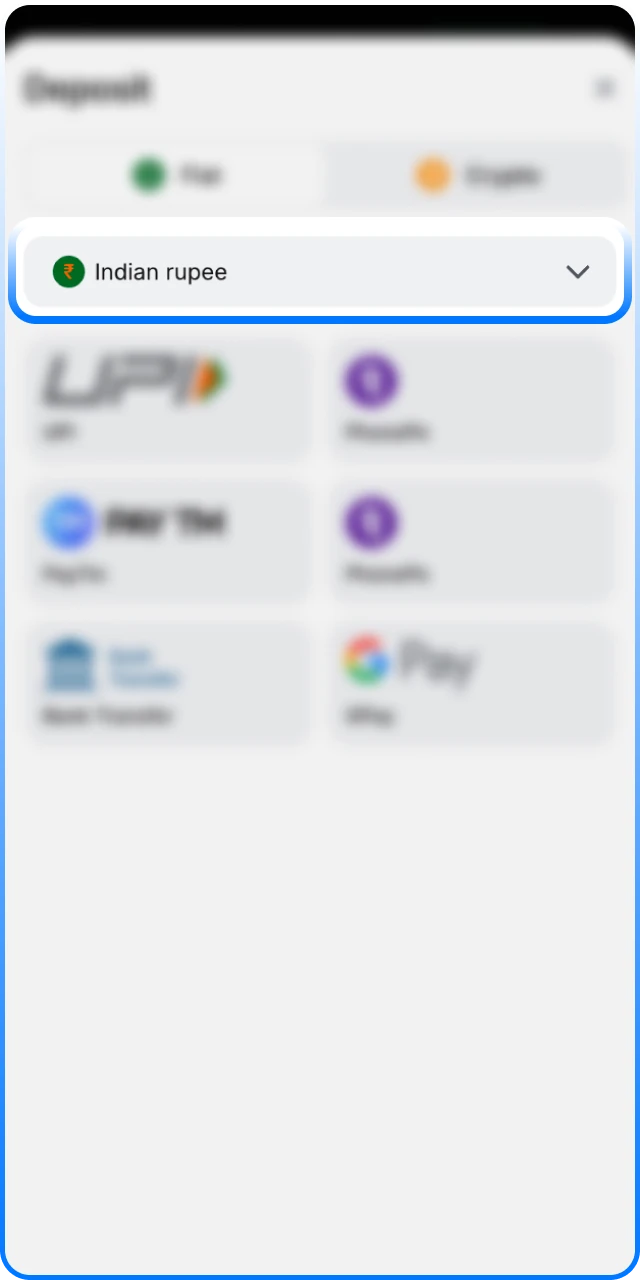 Select your deposit currency and payment system at 1win India.