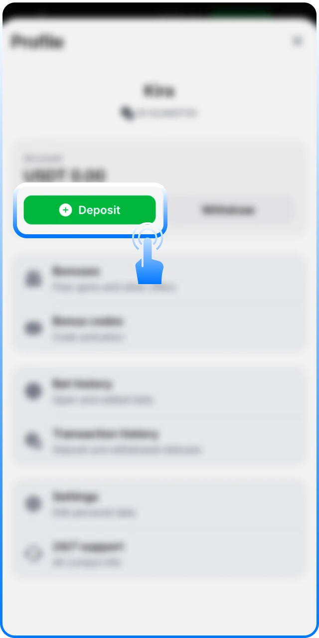 Open the 1win India deposit cashier to top up.