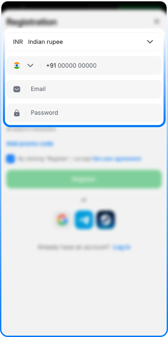 Enter your personal registration details at 1Win India.