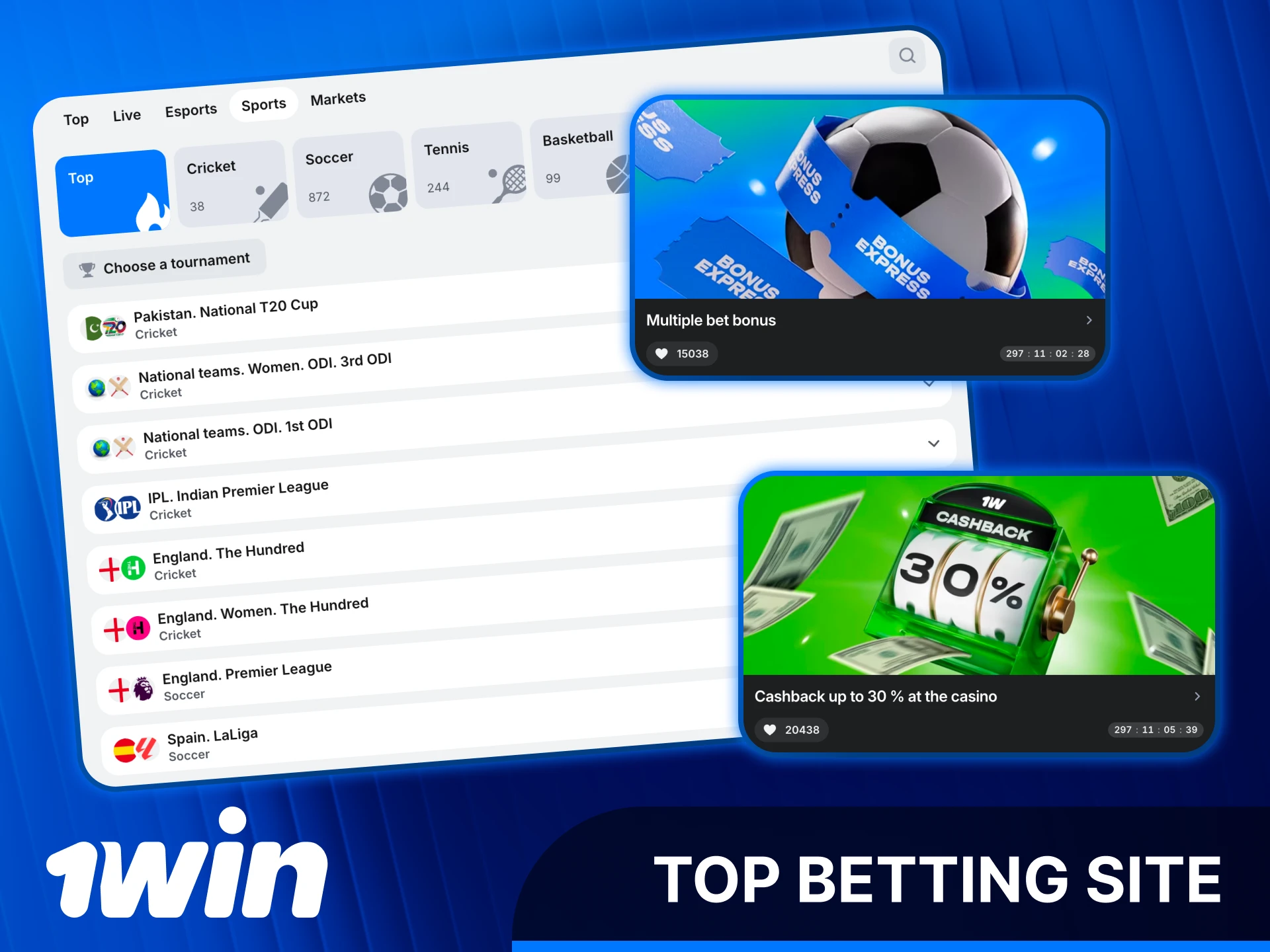 Register at the top rated 1win India betting site now.