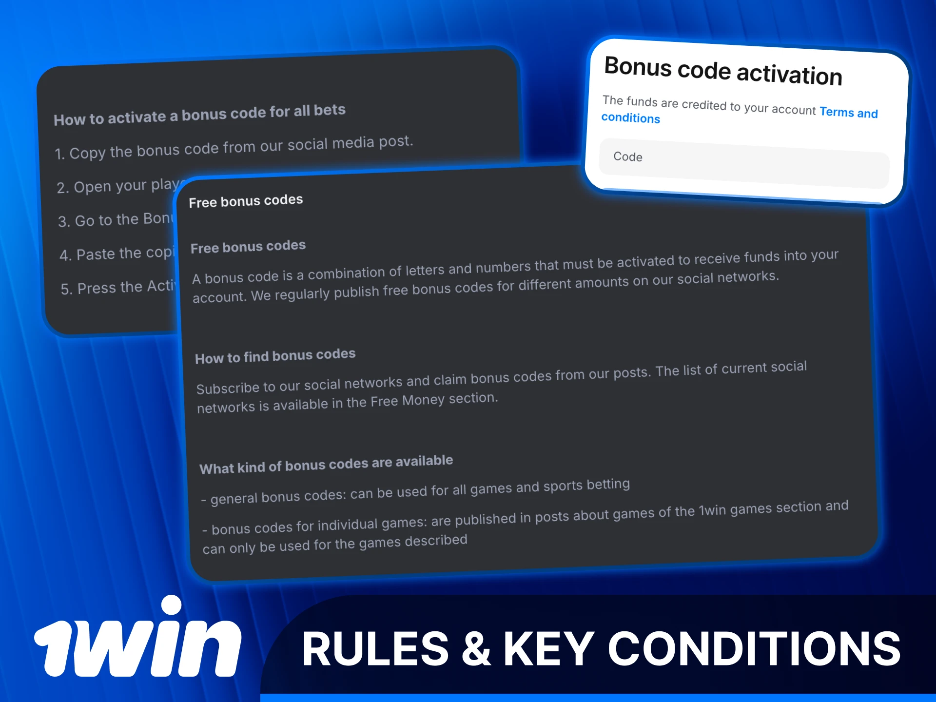 Learn more about promo code's rules 1win.