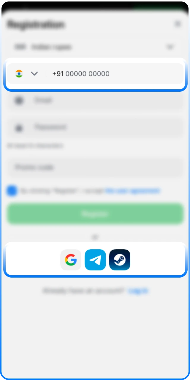 Choose a 1win Promo Code registration method that suits you.