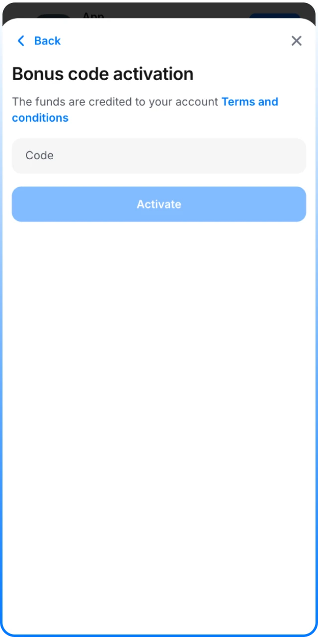 Activate the promo code in the 1win App to get rewards.