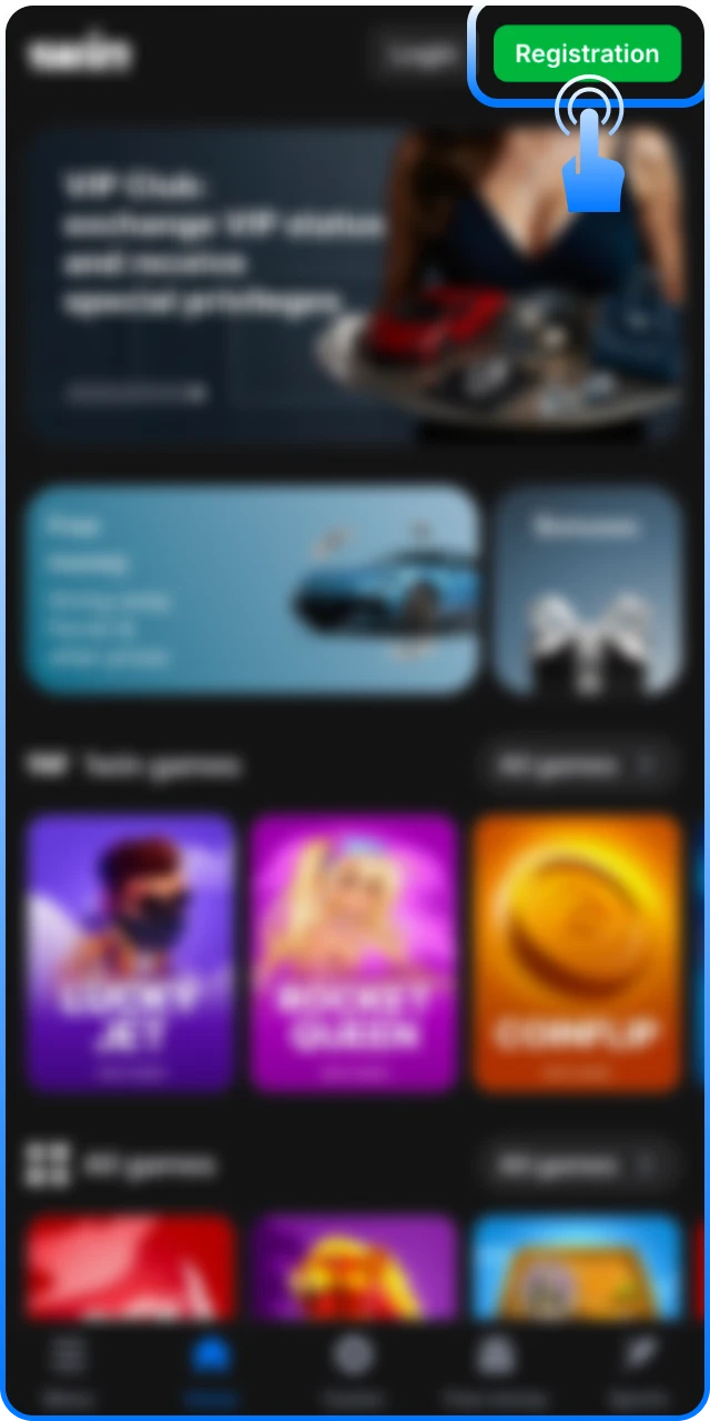 Register your new account through the official 1win App.
