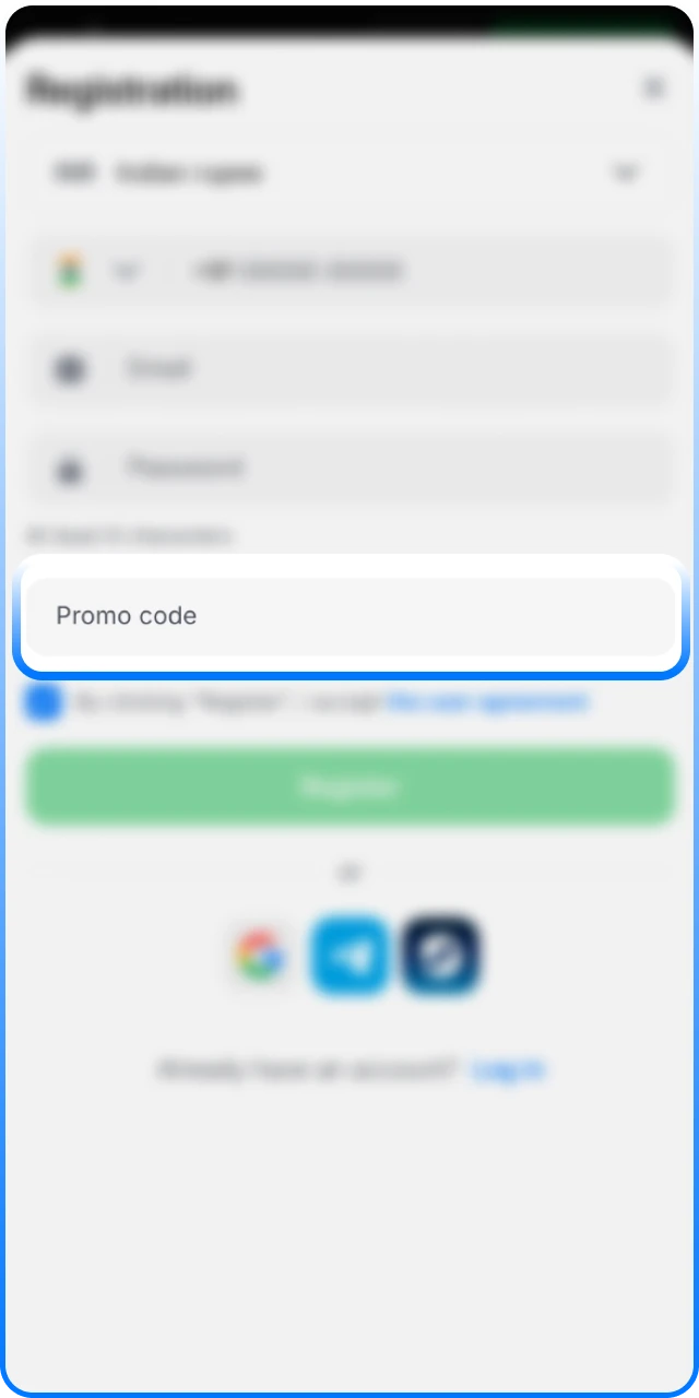 Fill out the 1win Promo Code form with your details.