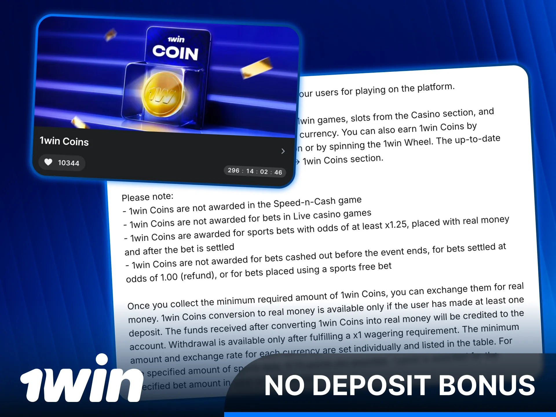 Claim a 1win Registration no deposit bonus to start playing.