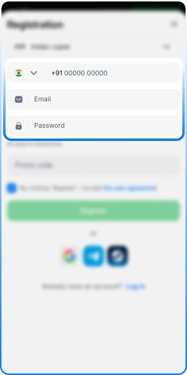 Enter your personal details to secure your 1win Registration.