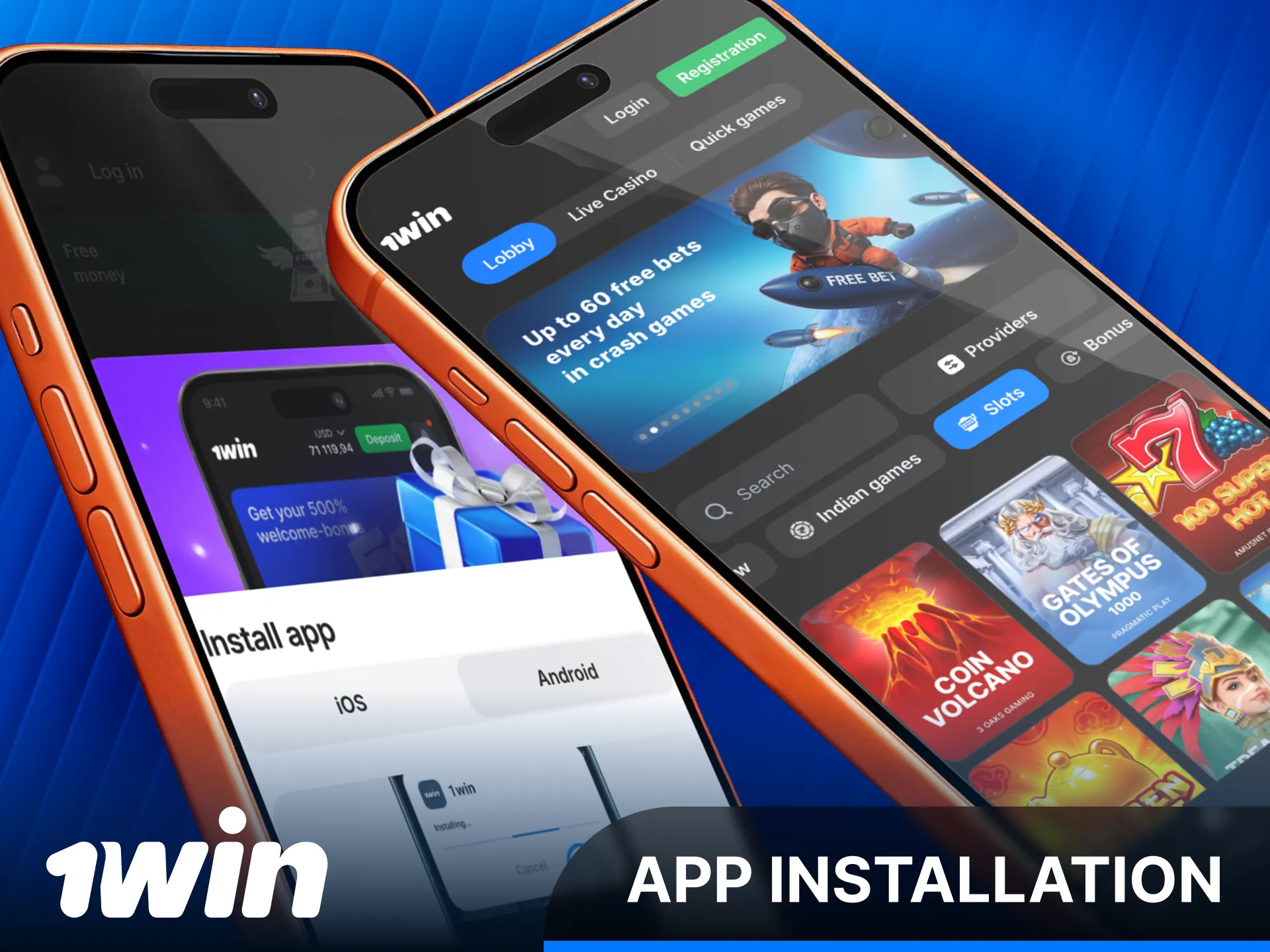 Follow the 1win Slots installation guide for Android and iOS.