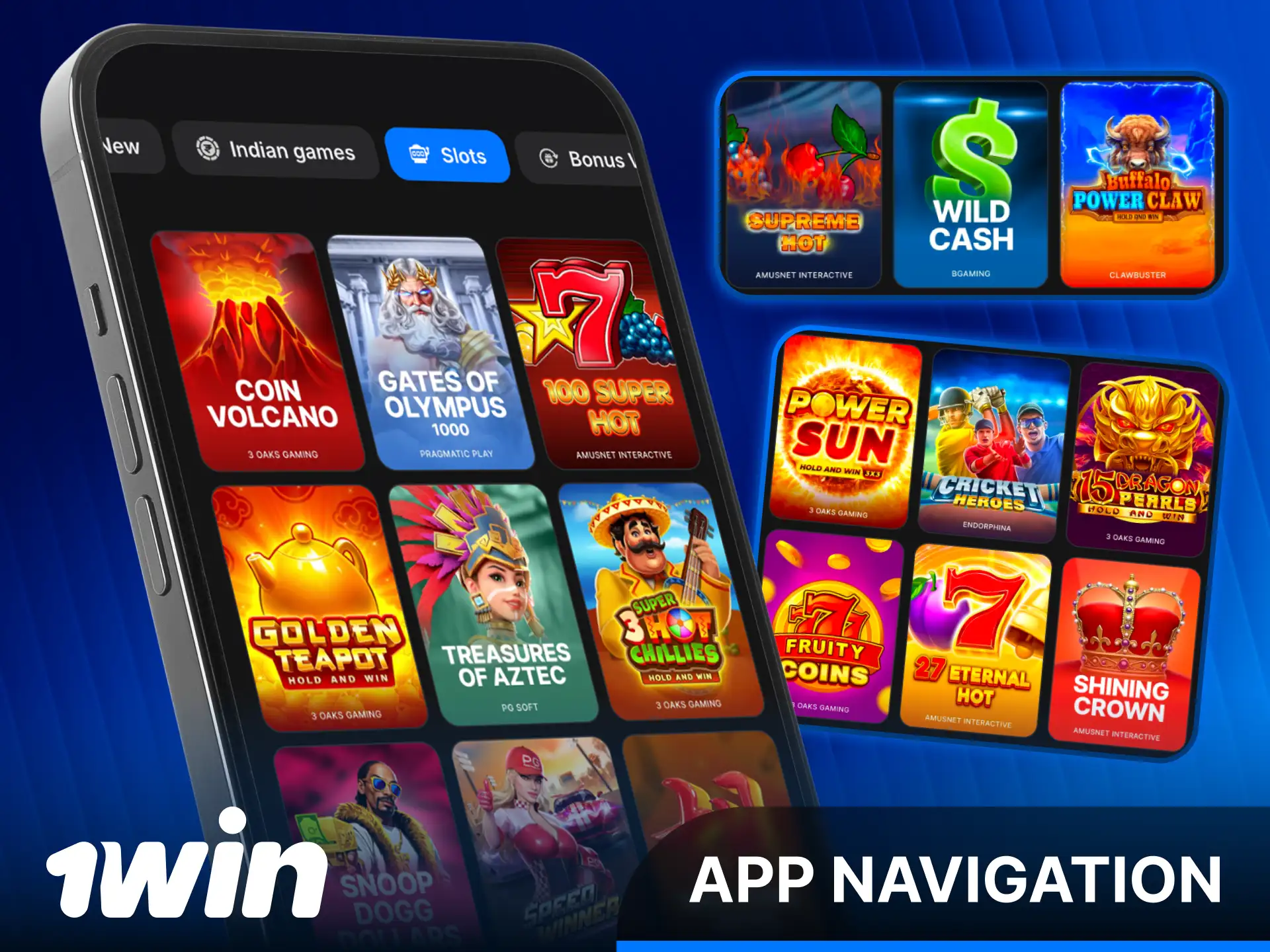 Use the intuitive 1win Slots navigation to find your favorite titles.