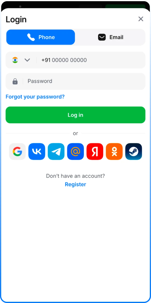 Sign in to your official 1win Slots profile to begin.